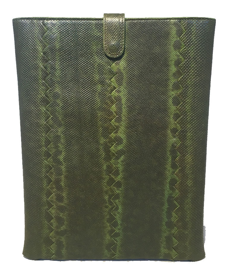 Bottega Veneta Funda para IPad de piel de lagarto Verde con caja