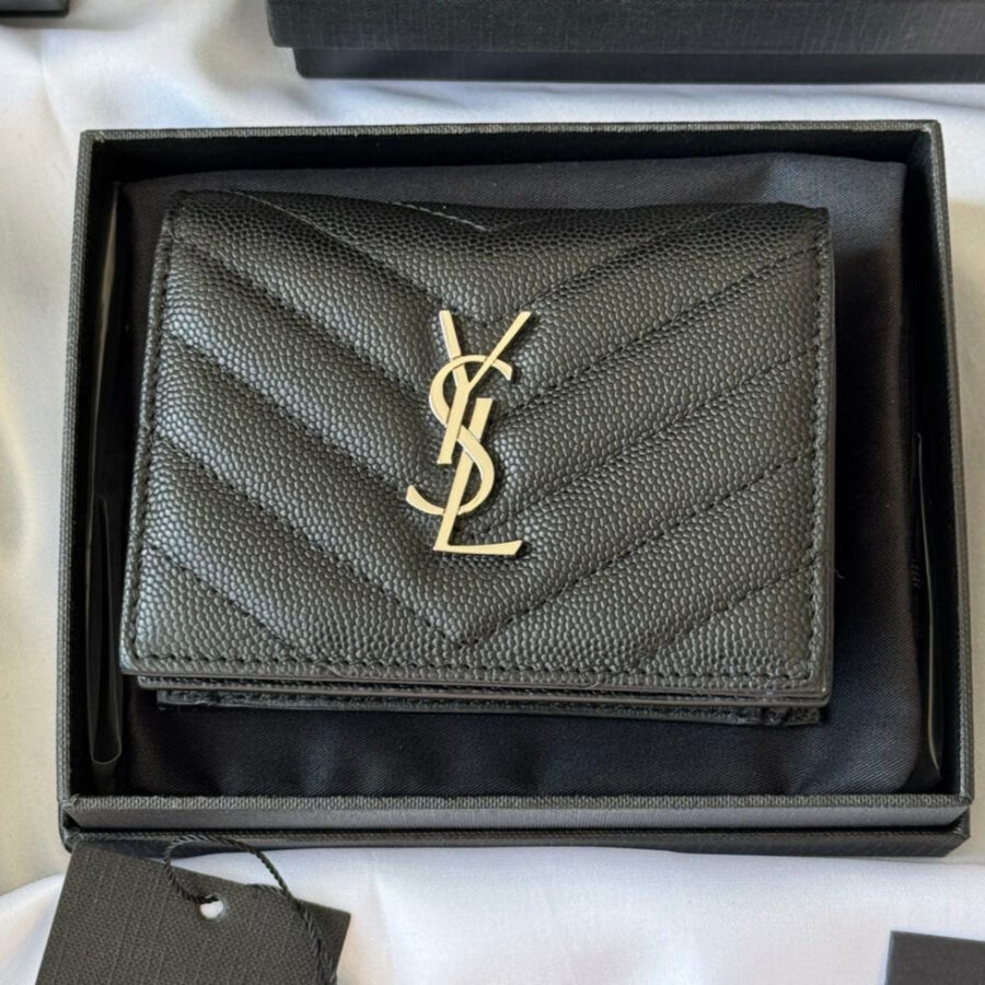 YSL Wallet Black Silver Cowhide 240574 | Studio Nafay