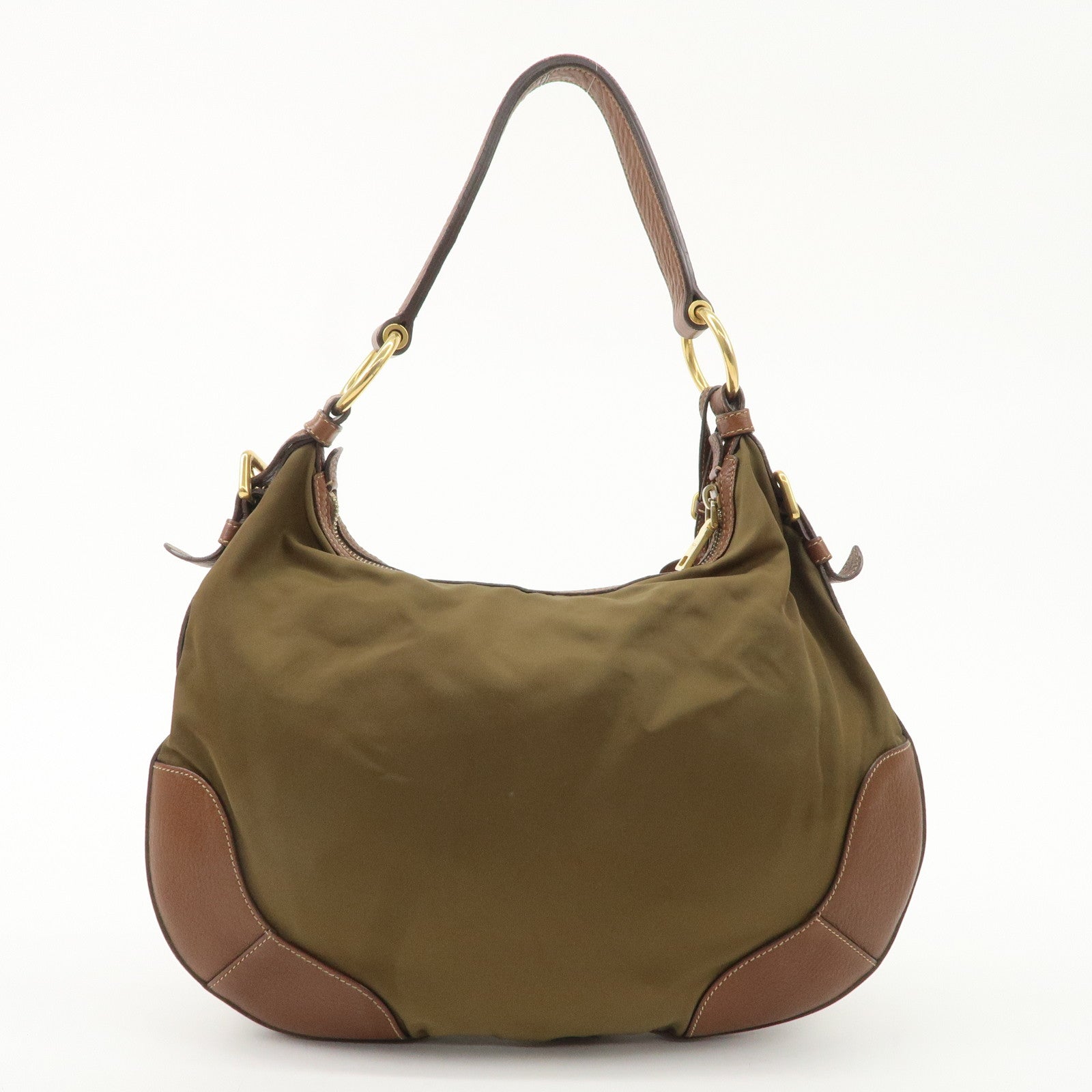 Bolso de hombro y bolso de mano Prada de nailon y cuero marrón caqui