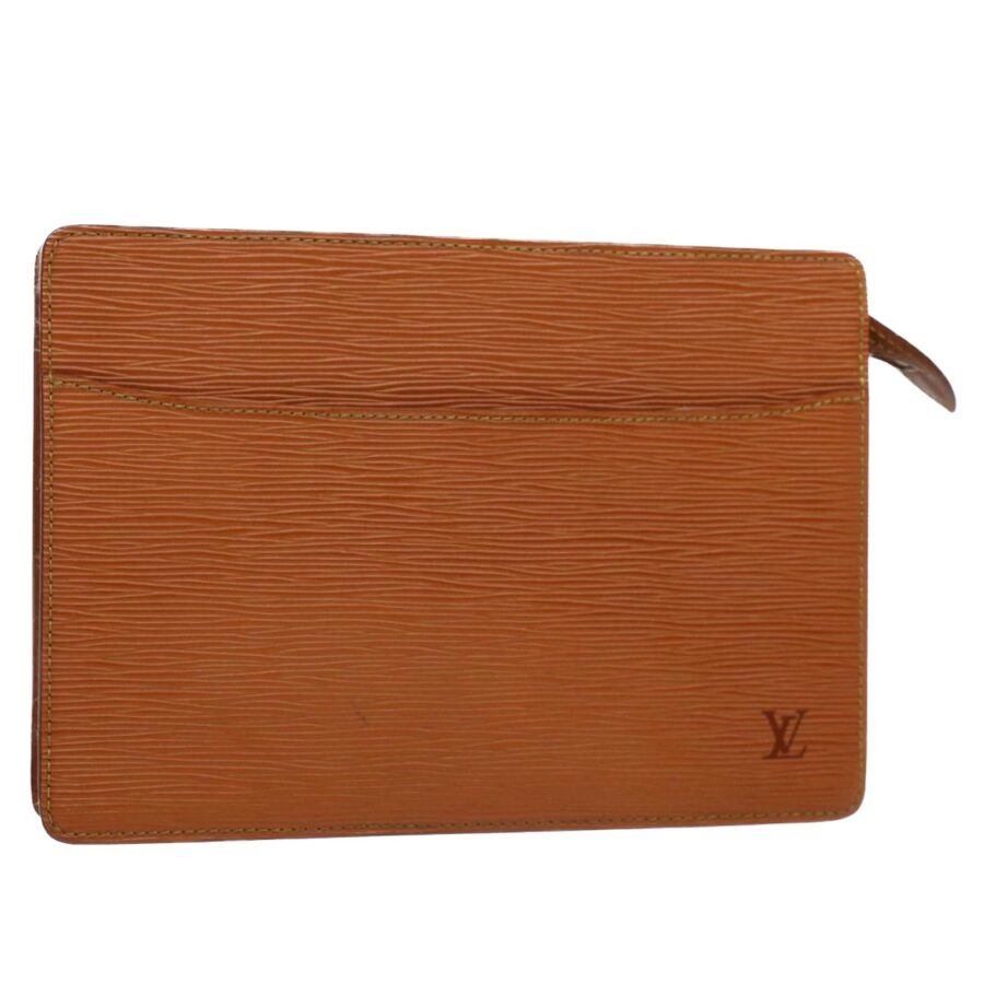 Brown Epi Leather Clutch Bag with Dust Bag | Studio Nafay