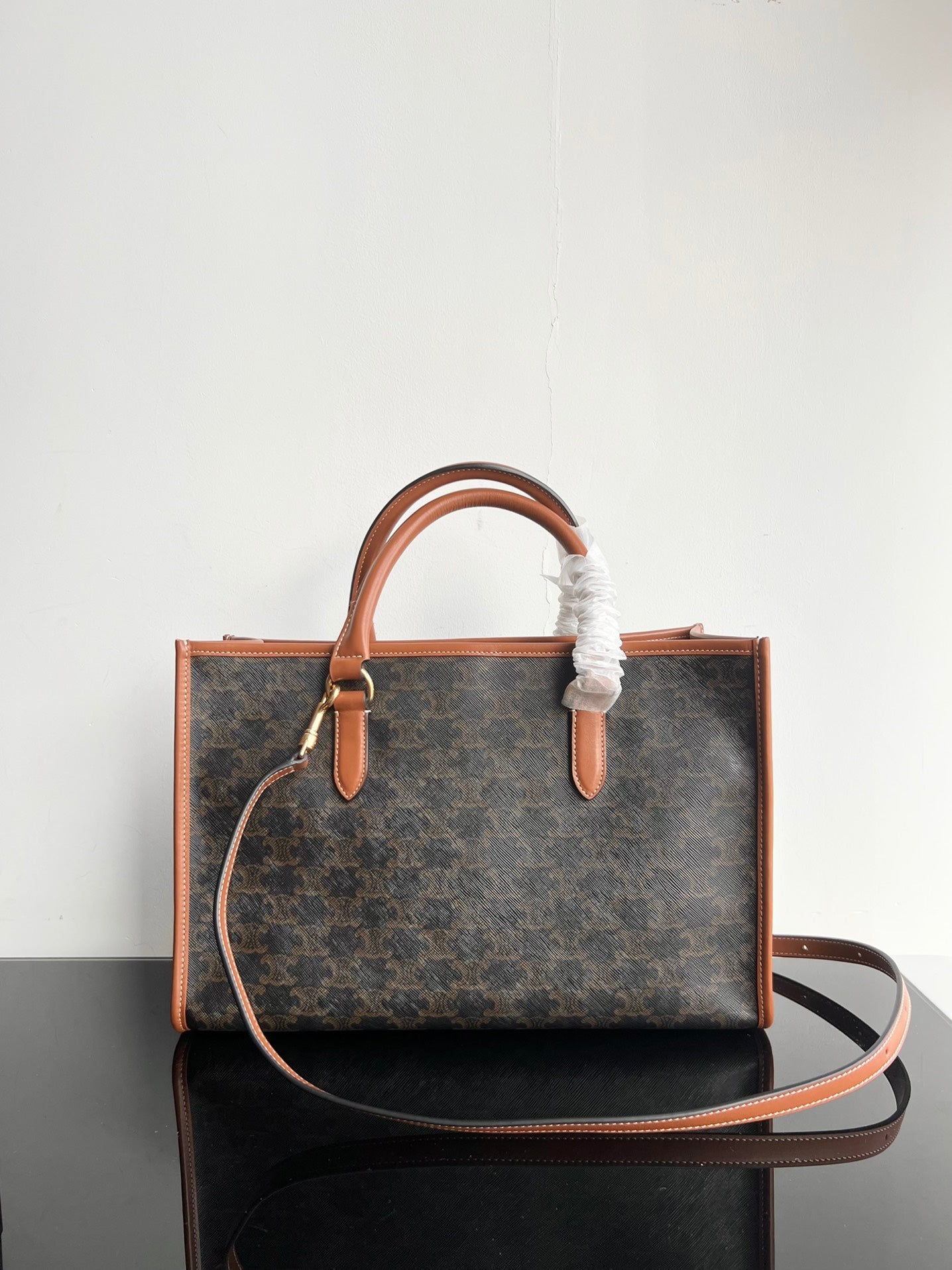 Bolso tote Triphome Cabas 35 en Piel de becerro Negro