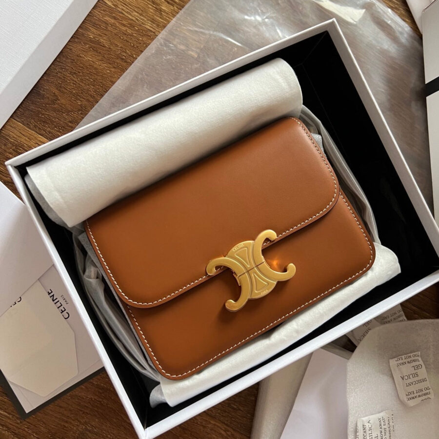 Celine Triomphe gold bag – front view