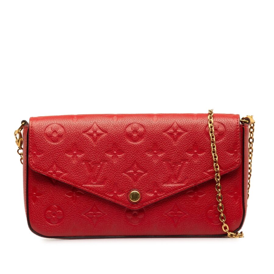 Red Louis Vuitton MONOGRAMA Empreinte Pochette Felicie Crossbody Bag | Studio Nafay