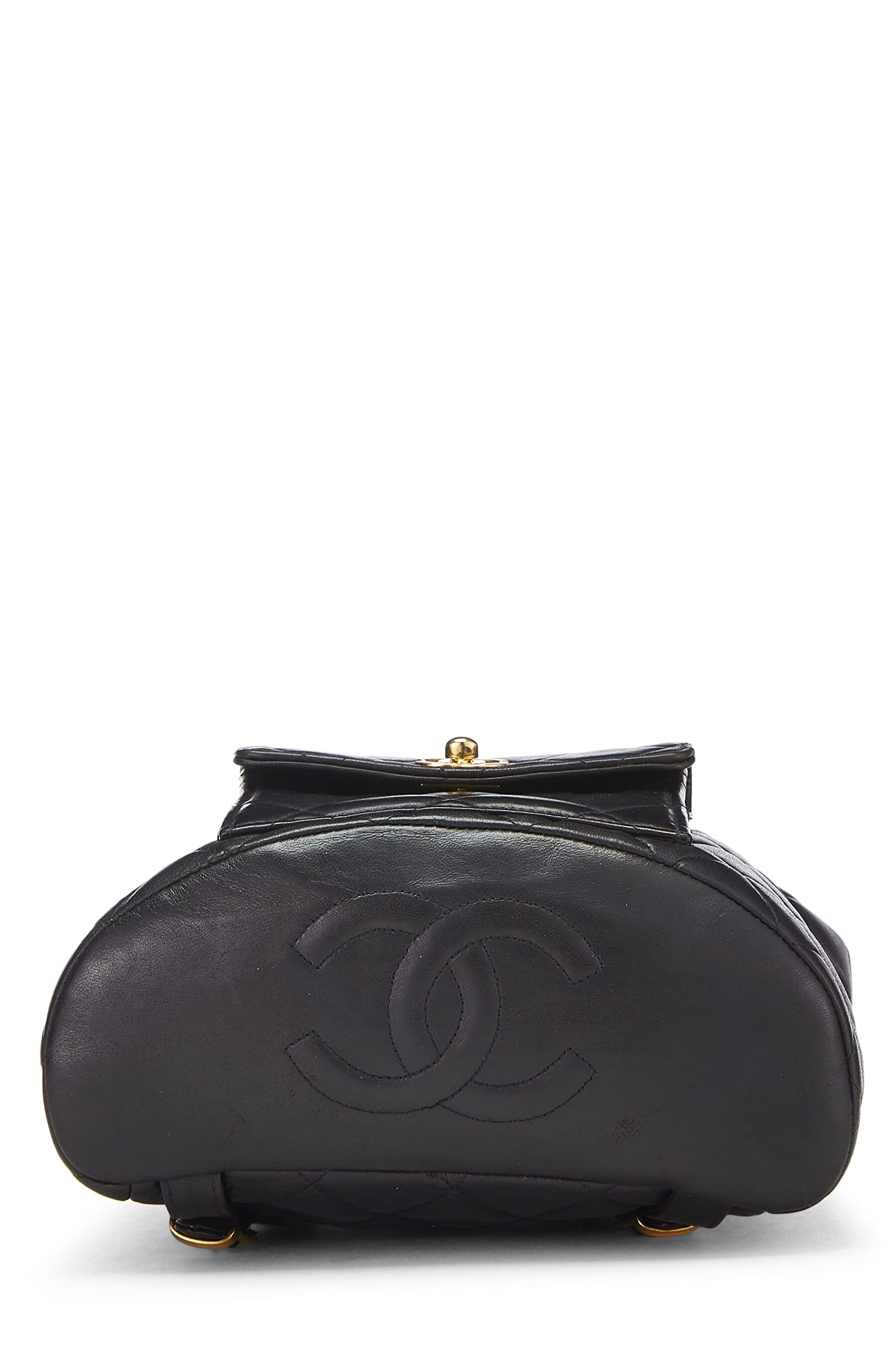 Chl, Negro Quilted Lambskin ‘CC’ Classic Backpack Pequeño, Negro