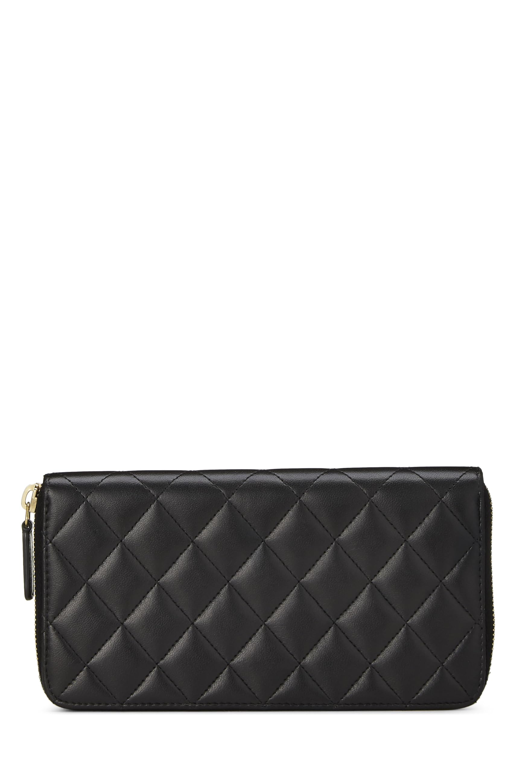 Chl, Negro Quilted Lambskin Classic Zip Cartera, Negro