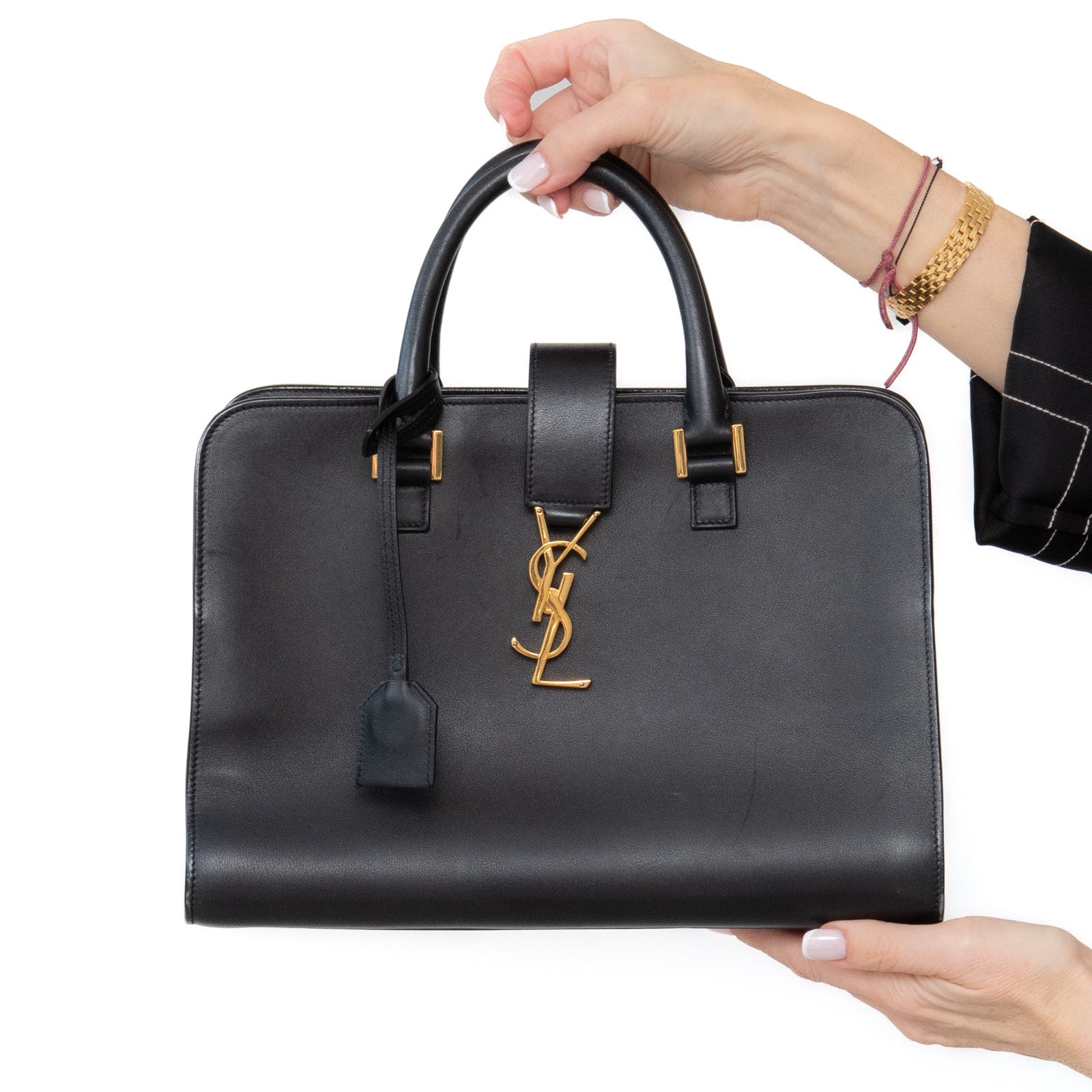 Saint Laurent Cabas Black Calfskin Leather Bag