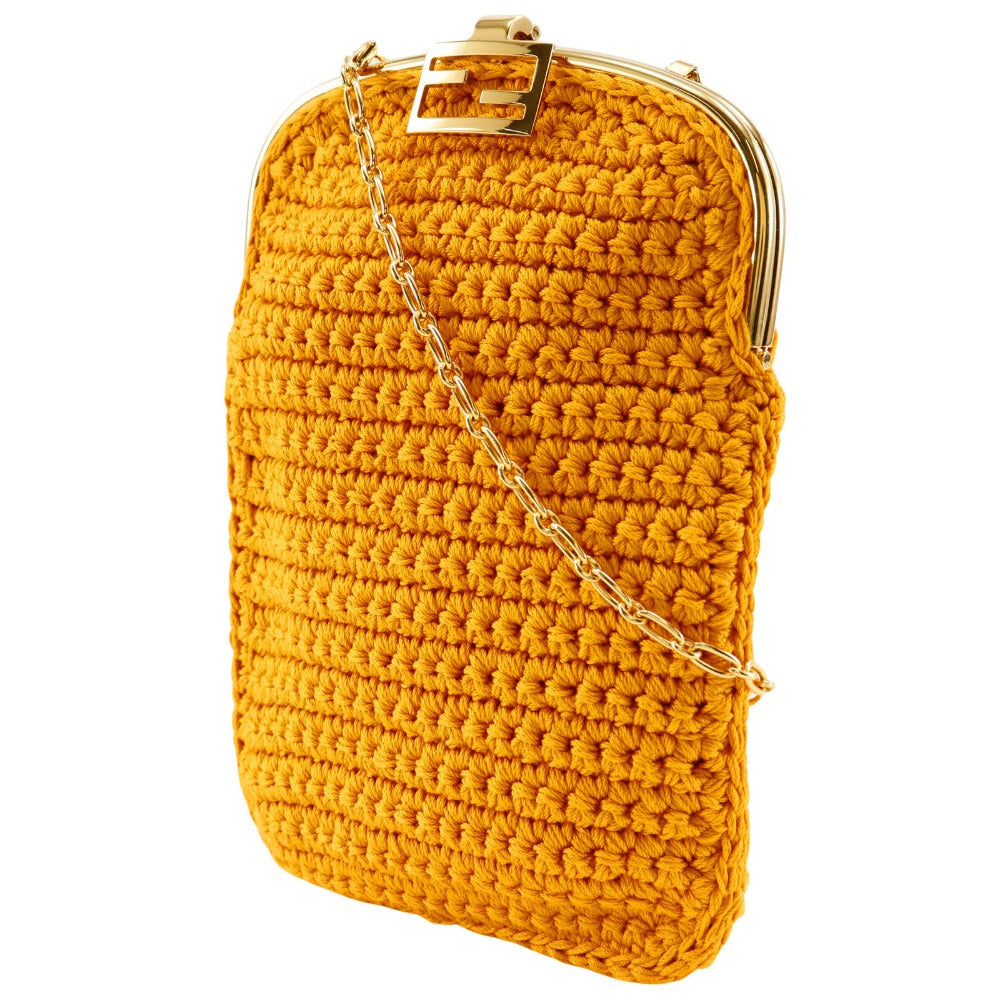 Fendi Bolso de hombro Algodón Amarillo 2-way Bolso clutch Baguette Smartphone B...