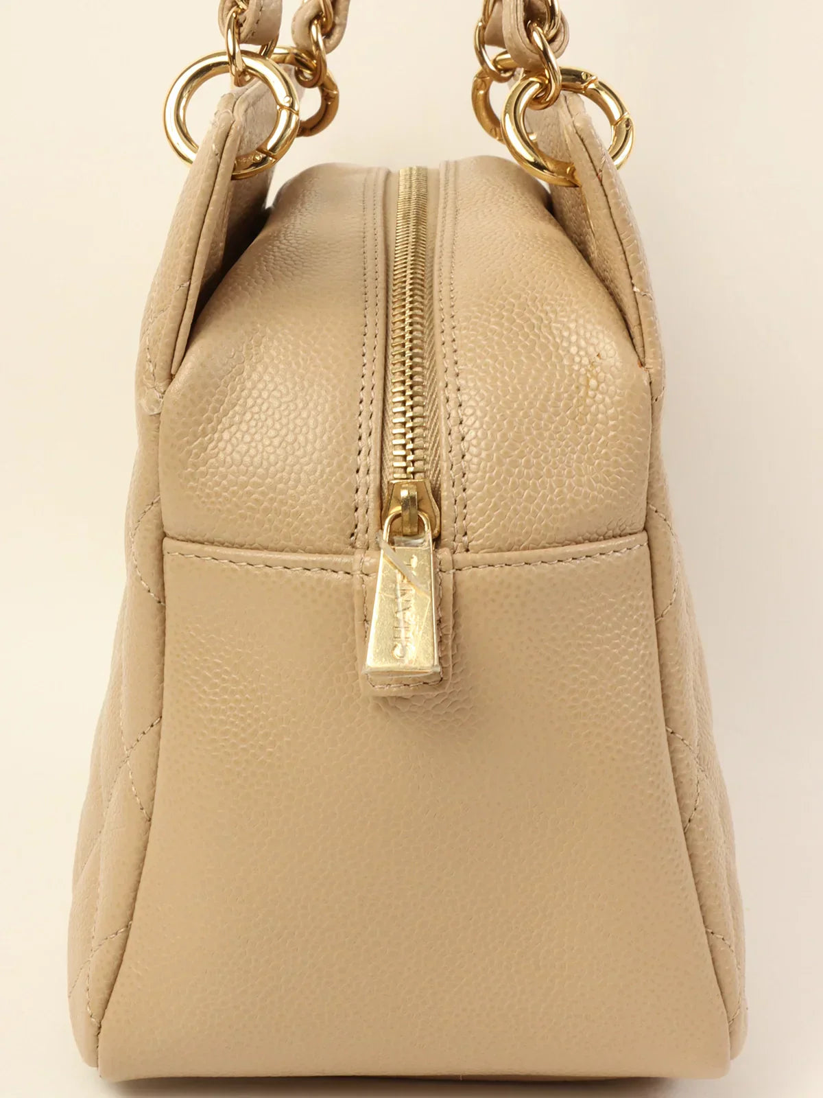 Chanel Around Made Caviar Skin Cc Mark Stitch Chain Tote Bag Greige