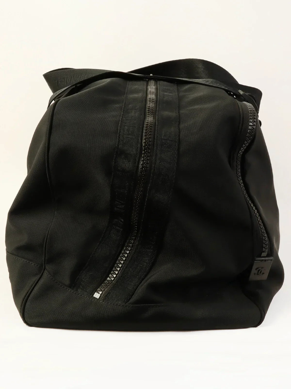 Chanel Around Made Sport Line Nylon Logo Boston Bag Black