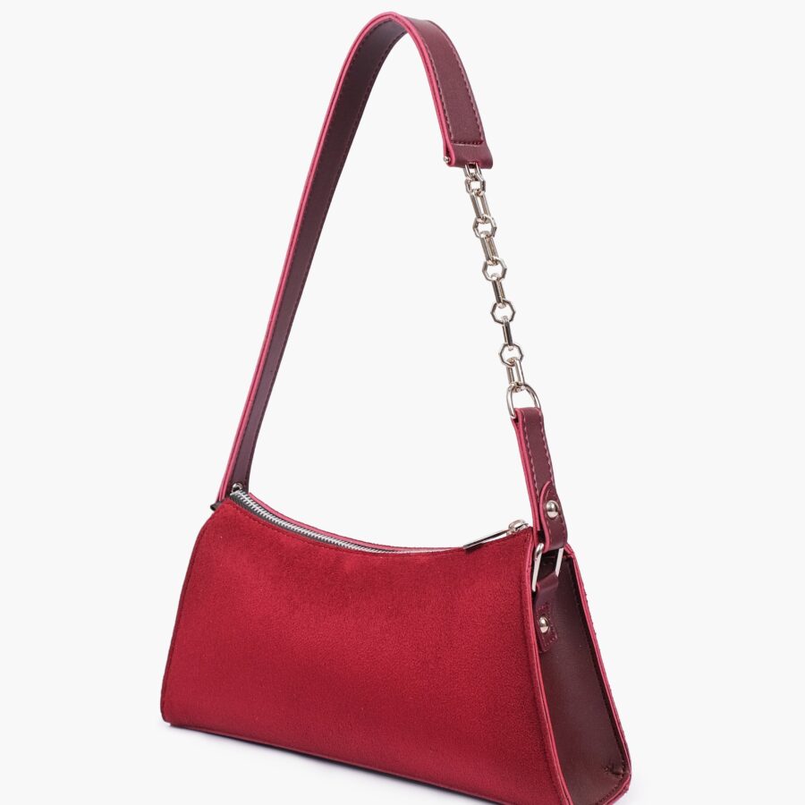 Burgundy suede evening bag with chain handle | Studio Nafay