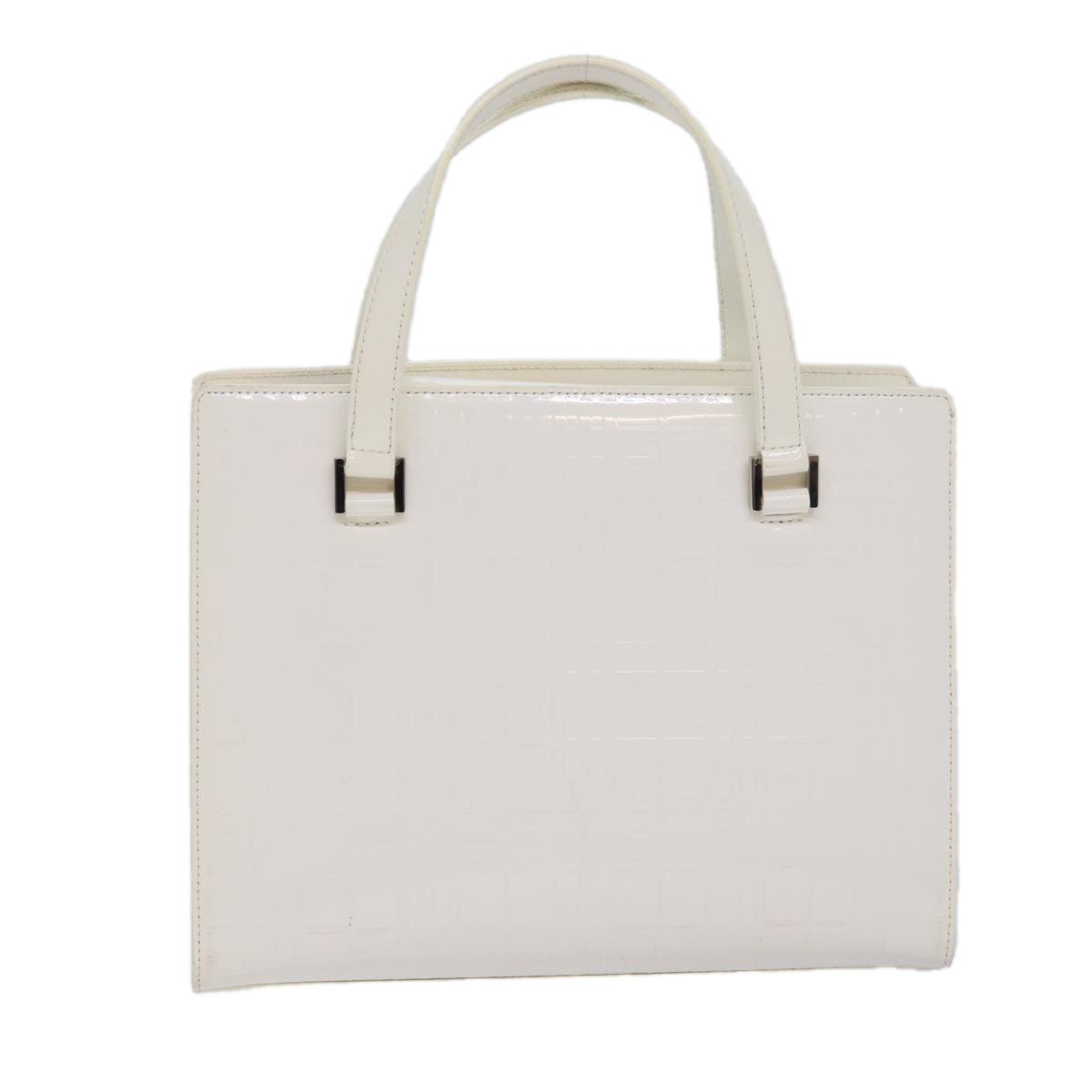 Burberry Nova Check Hand Bag Enamel Blanco Auth ep4744
