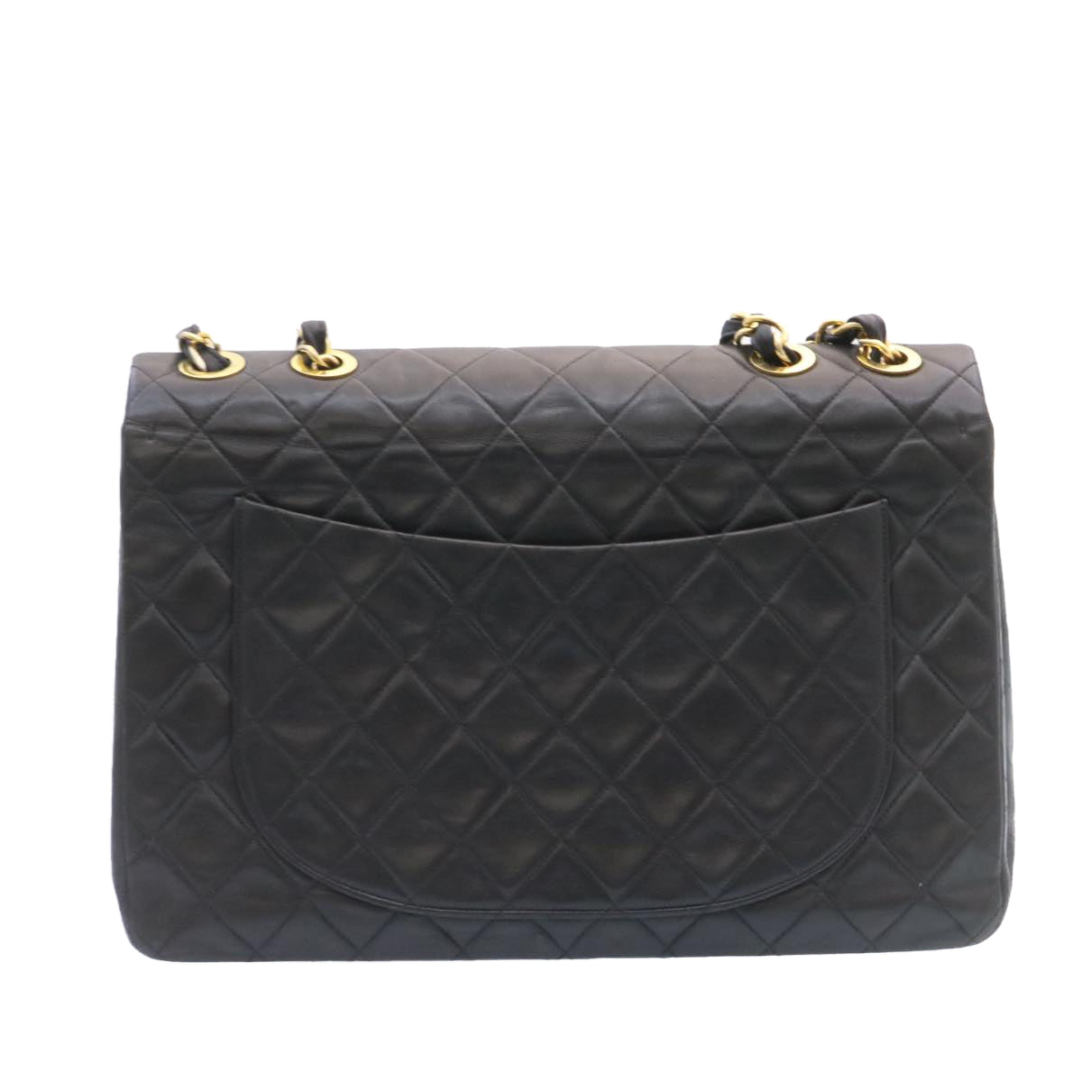 Chanel Bolso de hombro nuevo grande Matelasse con cadena de piel de cordero negro dorado Auth amgA