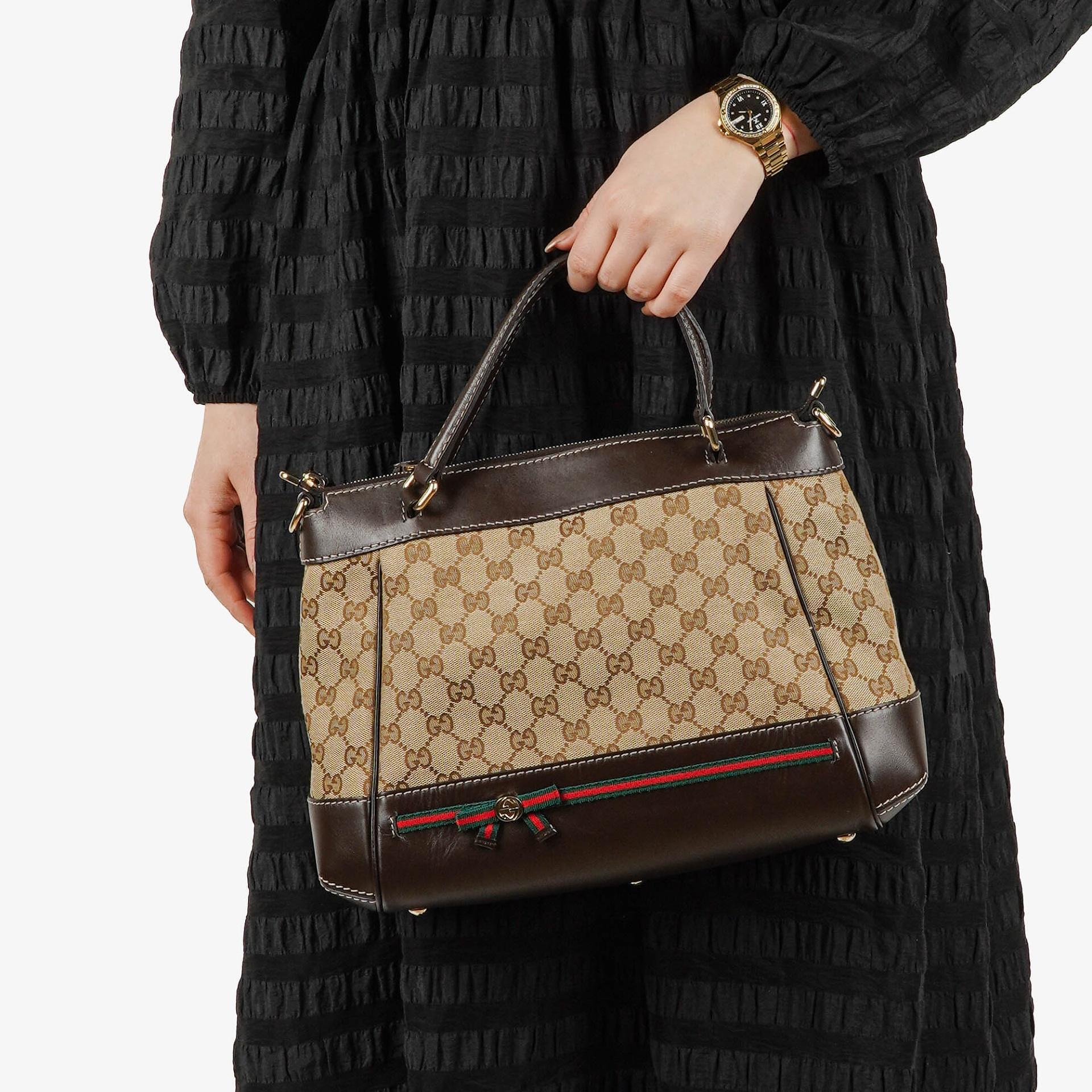 Bolso tote convertible Gucci Mayfair de lona GG marrón