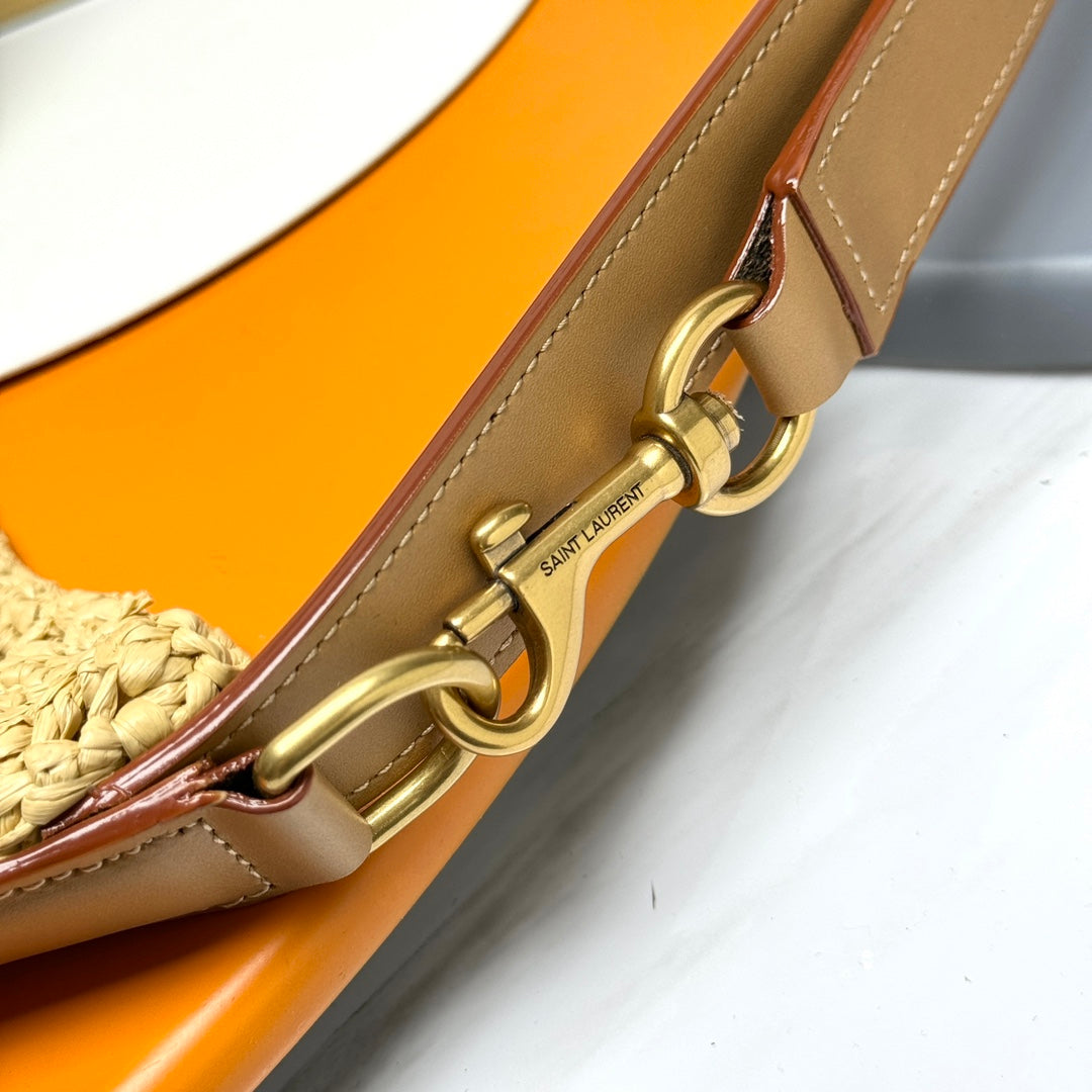 YSL OXALIS 37CM Beige RAFFIA TAN Piel de becerro